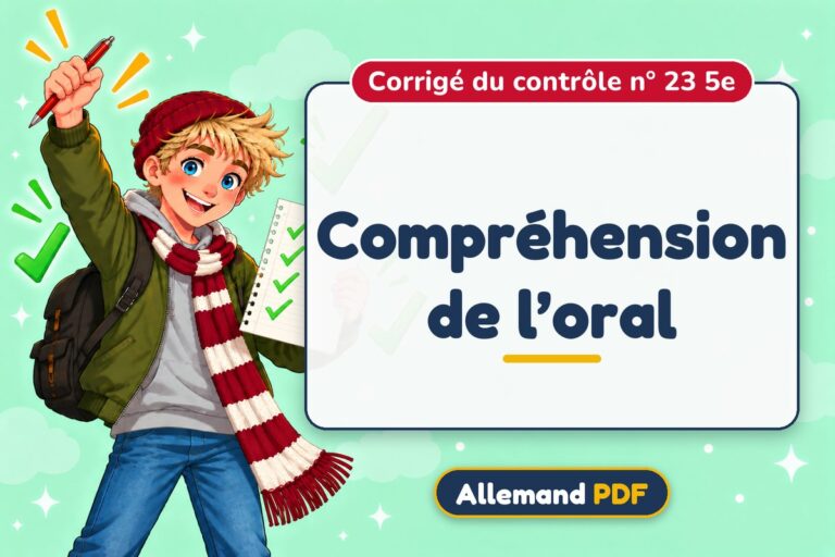 Compréhension de l’oral : corrigé du contrôle n° 23 5e, illustration Allemand PDF