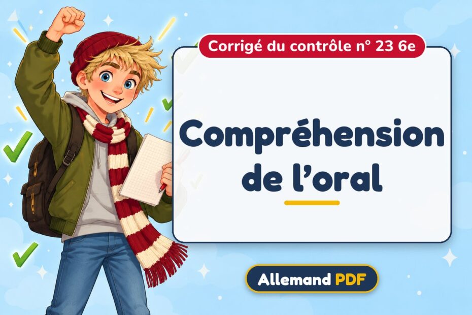 Compréhension de l’oral : corrigé du contrôle n° 23 6e, illustration Allemand PDF