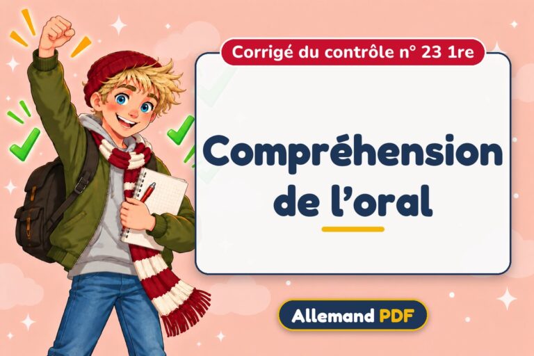 Compréhension de l’oral : corrigé du contrôle n° 23 1re, illustration Allemand PDF