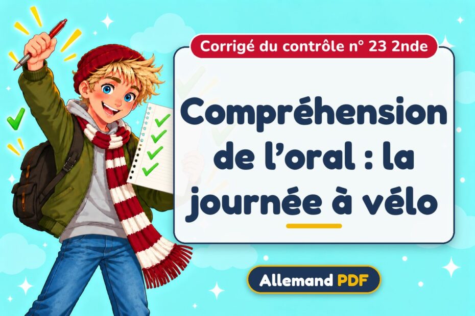 Compréhension de l’oral : la journée à vélo : corrigé du contrôle n° 23 2nde, illustration Allemand PDF