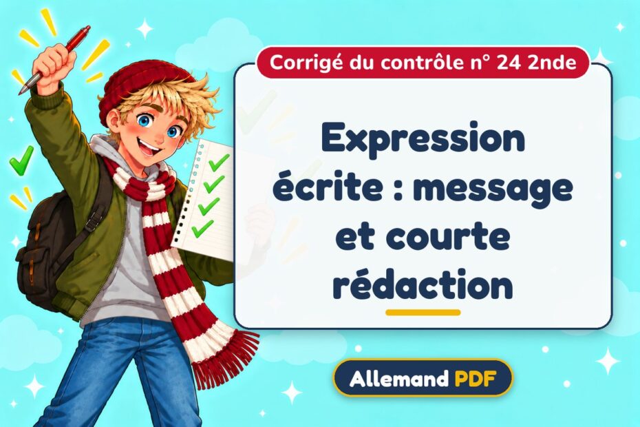 Expression écrite : message et courte rédaction : corrigé du contrôle n° 24 2nde, illustration Allemand PDF