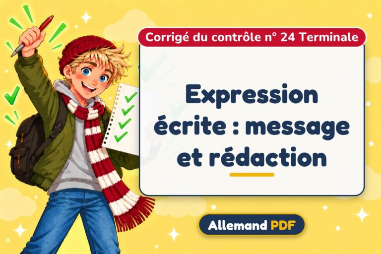 Expression écrite : message et rédaction : corrigé du contrôle n° 24 terminale, illustration Allemand PDF