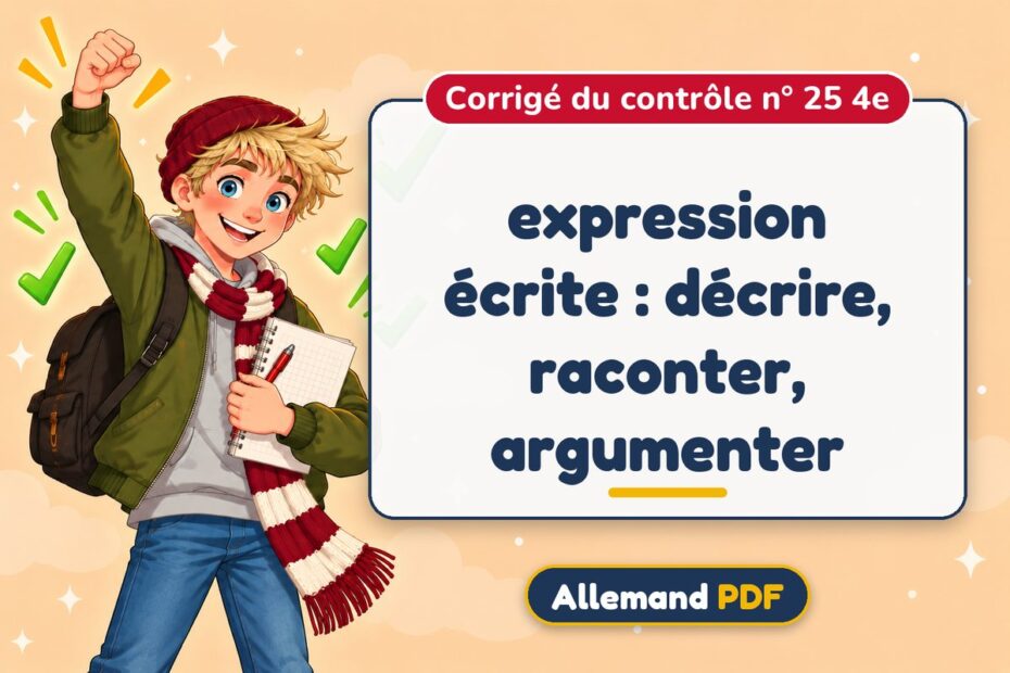 expression écrite : décrire, raconter, argumenter : corrigé du contrôle n° 25 4e, illustration Allemand PDF