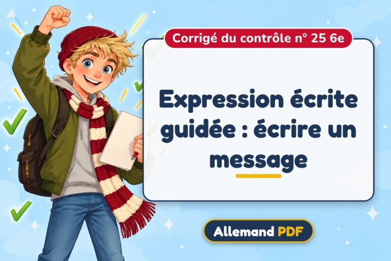 Expression écrite guidée : écrire un message : corrigé du contrôle n° 25 6e, illustration Allemand PDF