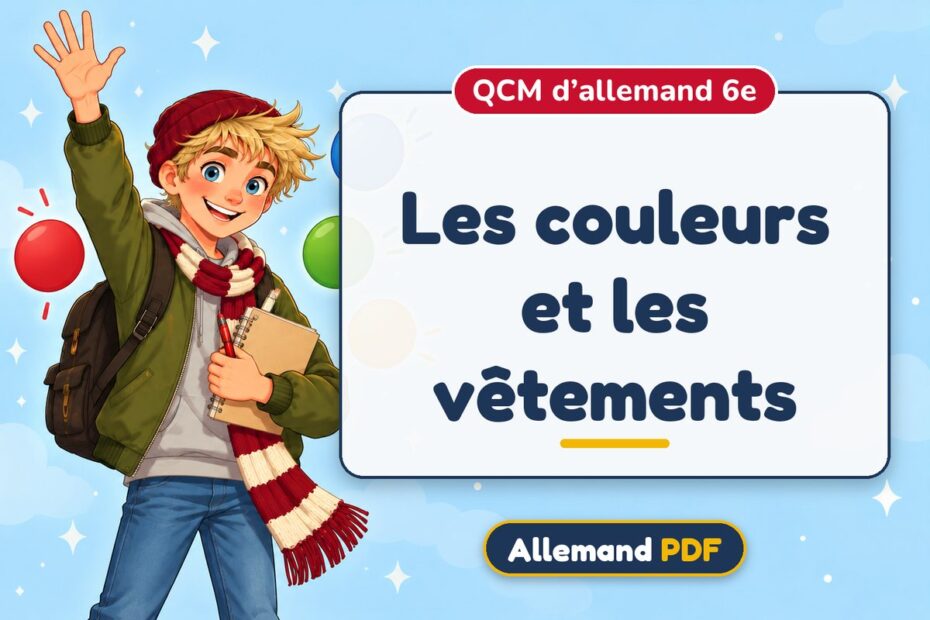 Les couleurs et les vêtements : QCM d’allemand 6e, illustration Allemand PDF