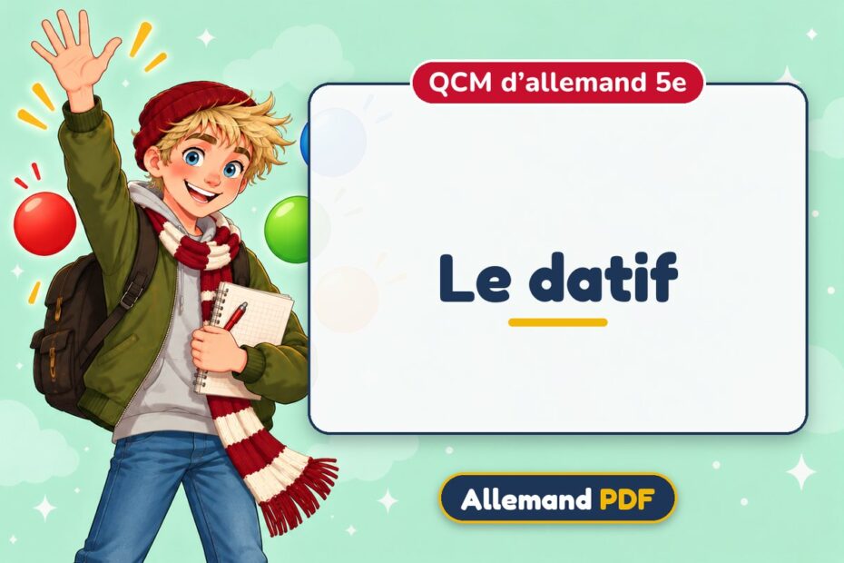 Le datif : QCM d’allemand 5e, illustration Allemand PDF