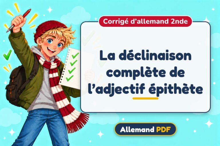 La déclinaison complète de l’adjectif épithète : corrigé d’allemand 2nde, illustration Allemand PDF