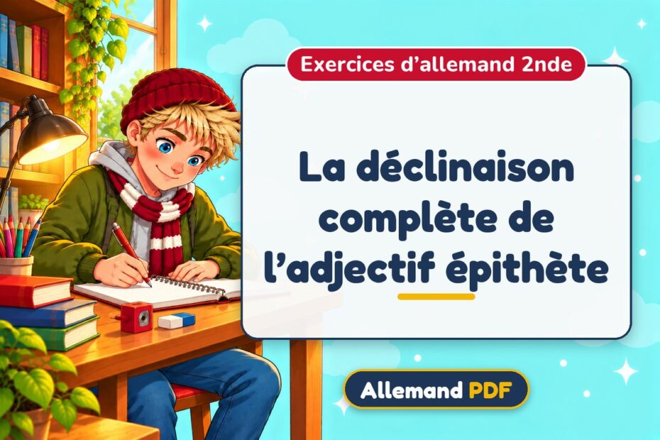 La déclinaison complète de l’adjectif épithète : exercices d’allemand 2nde, illustration Allemand PDF