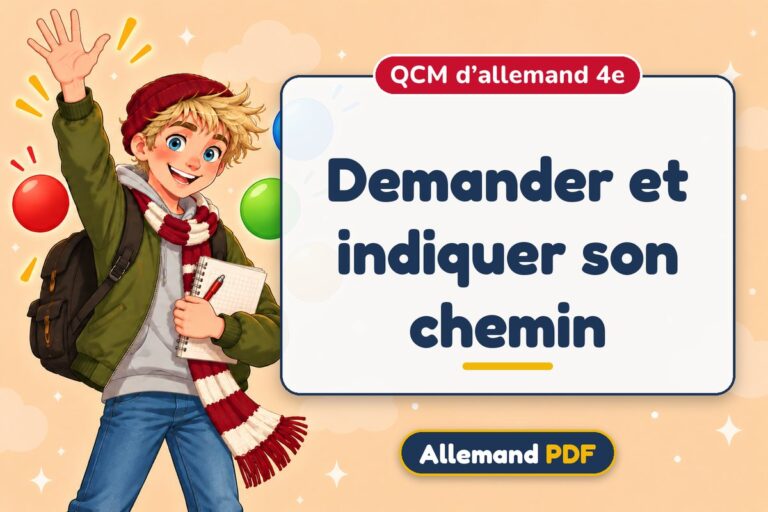 Demander et indiquer son chemin : QCM d’allemand 4e, illustration Allemand PDF