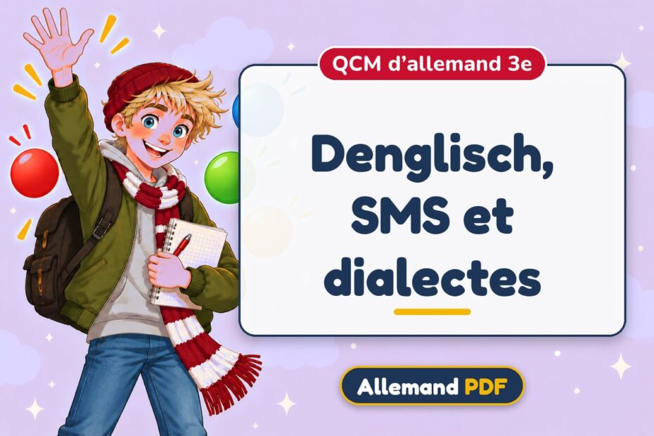 Denglisch, SMS et dialectes : QCM d’allemand 3e, illustration Allemand PDF