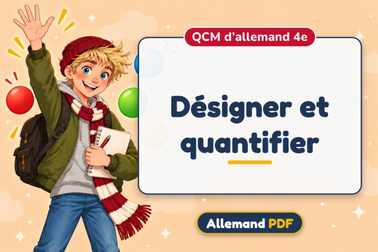 Désigner et quantifier : QCM d’allemand 4e, illustration Allemand PDF