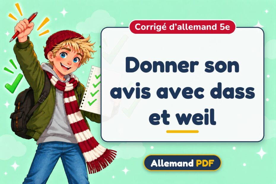 Donner son avis avec dass et weil : corrigé d’allemand 5e, illustration Allemand PDF