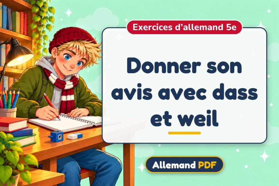 Donner son avis avec dass et weil : exercices d’allemand 5e, illustration Allemand PDF