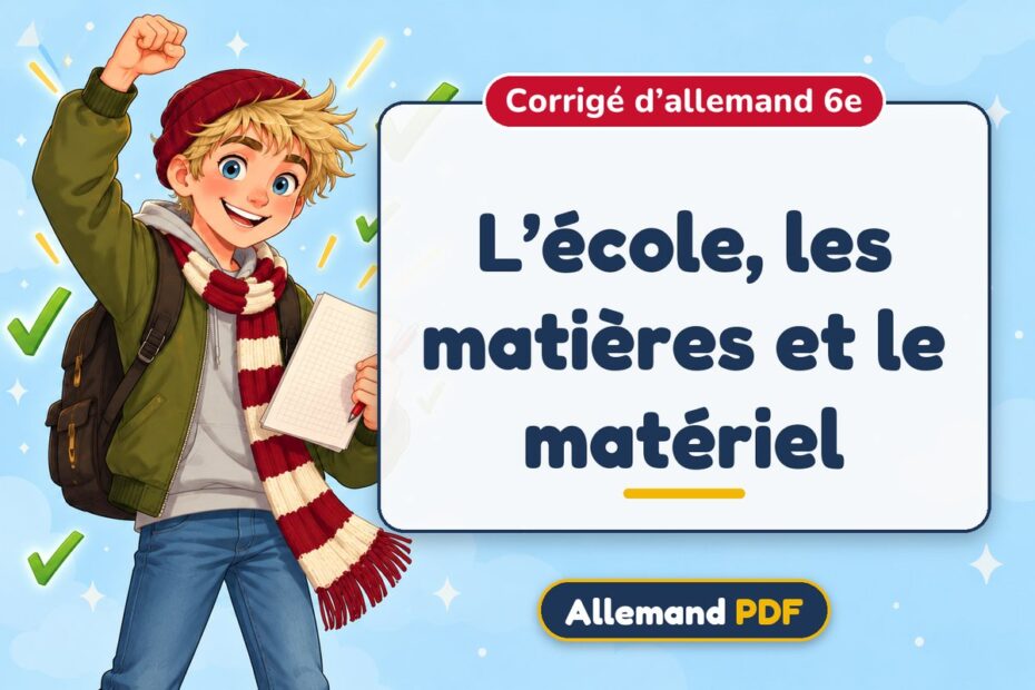 L’école, les matières et le matériel : corrigé d’allemand 6e, illustration Allemand PDF