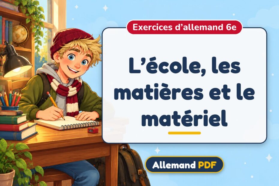 L’école, les matières et le matériel : exercices d’allemand 6e, illustration Allemand PDF