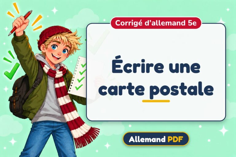 Écrire une carte postale : corrigé d’allemand 5e, illustration Allemand PDF