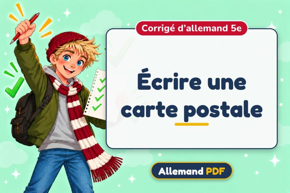 Écrire une carte postale : corrigé d’allemand 5e, illustration Allemand PDF