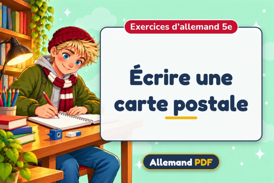 Écrire une carte postale : exercices d’allemand 5e, illustration Allemand PDF