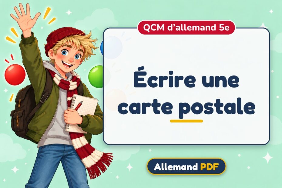 Écrire une carte postale : QCM d’allemand 5e, illustration Allemand PDF