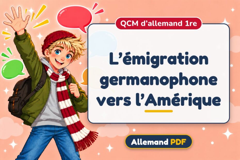 L’émigration germanophone vers l’Amérique : QCM d’allemand 1re, illustration Allemand PDF