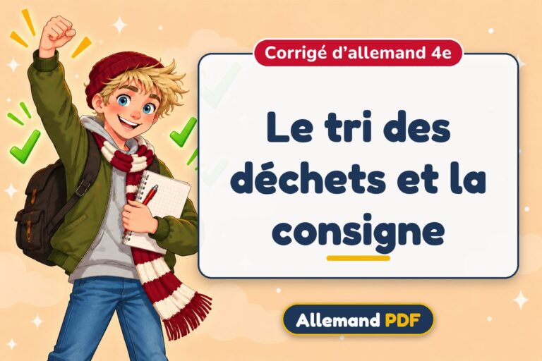 Le tri des déchets et la consigne : corrigé d’allemand 4e, illustration Allemand PDF