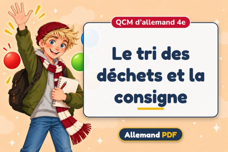 Le tri des déchets et la consigne : QCM d’allemand 4e, illustration Allemand PDF