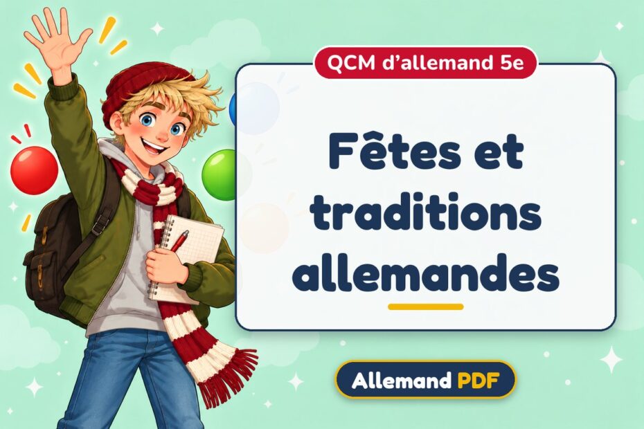 Fêtes et traditions allemandes : QCM d’allemand 5e, illustration Allemand PDF