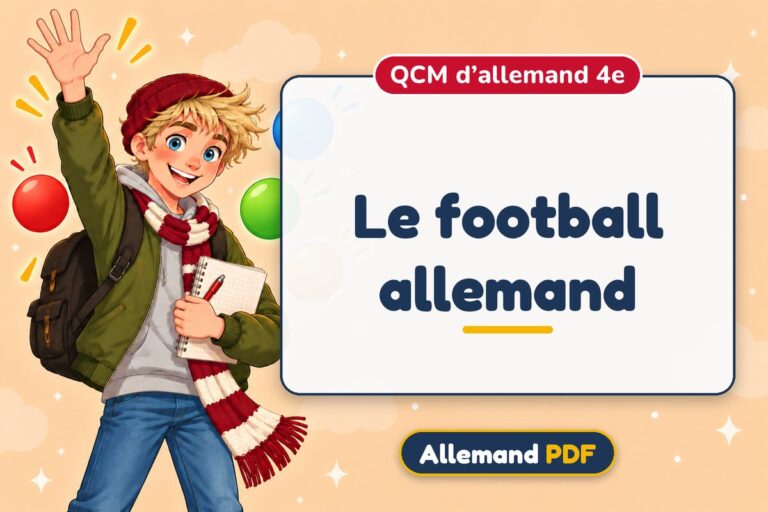 Le football allemand : QCM d’allemand 4e, illustration Allemand PDF