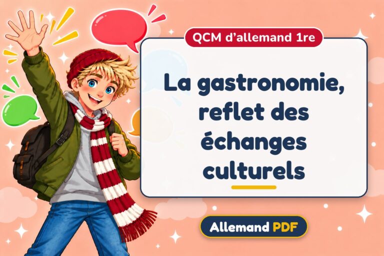 La gastronomie, reflet des échanges culturels : QCM d’allemand 1re, illustration Allemand PDF