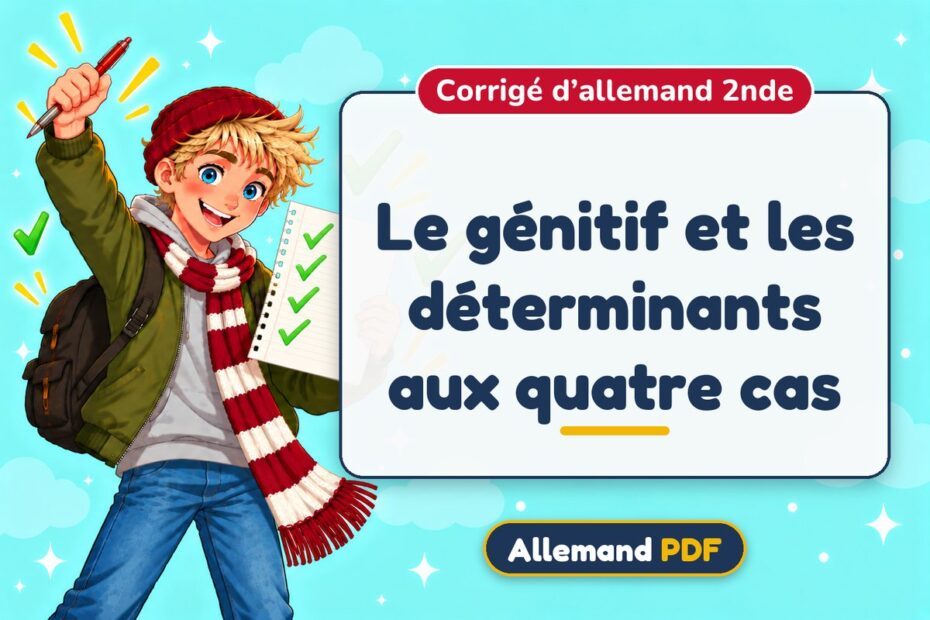 Le génitif et les déterminants aux quatre cas : corrigé d’allemand 2nde, illustration Allemand PDF