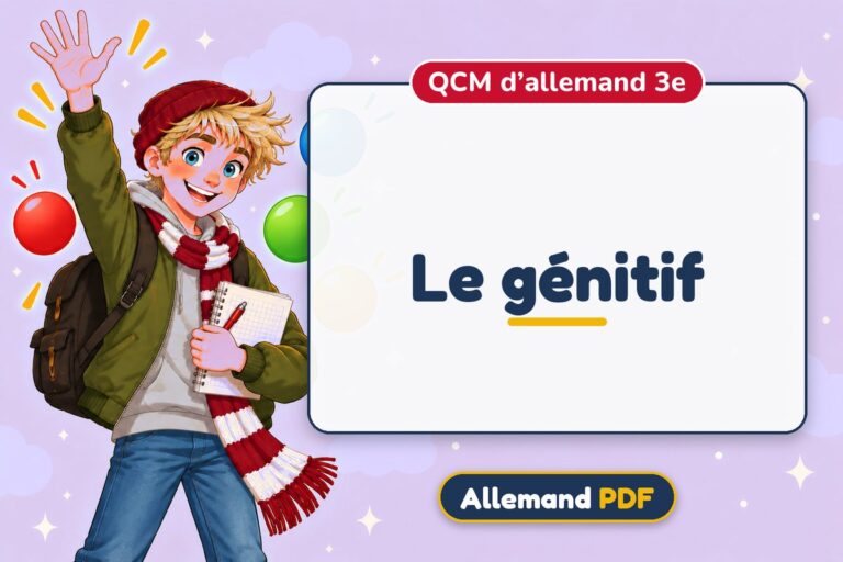 Le génitif : QCM d’allemand 3e, illustration Allemand PDF