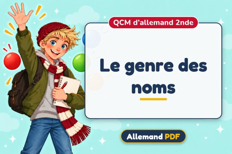 Le genre des noms : QCM d’allemand 2nde, illustration Allemand PDF