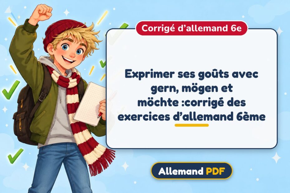 Exprimer ses goûts avec gern, mögen et möchte :corrigé des exercices d’allemand 6ème : corrigé d’allemand 6e, illustration Allemand PDF