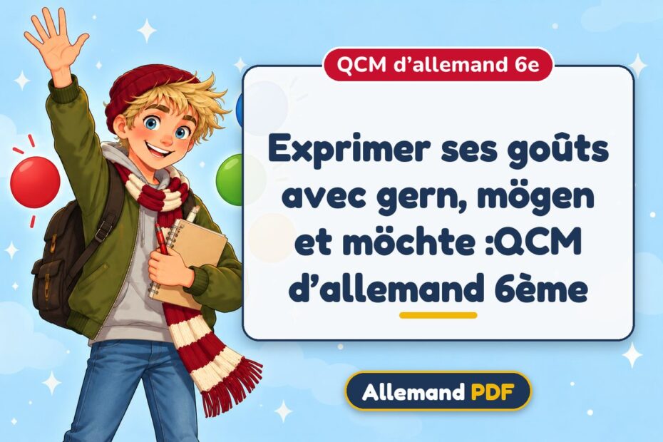 Exprimer ses goûts avec gern, mögen et möchte :QCM d’allemand 6ème : QCM d’allemand 6e, illustration Allemand PDF