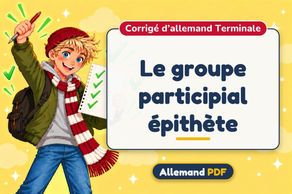 Le groupe participial épithète : corrigé d’allemand terminale, illustration Allemand PDF
