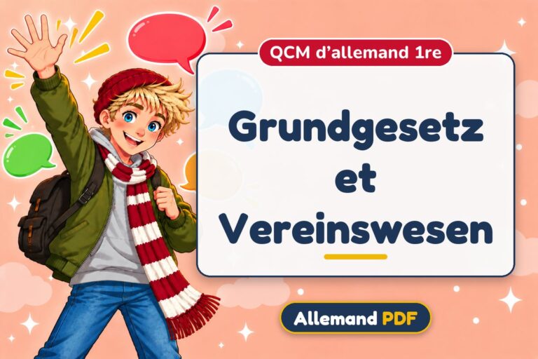 Grundgesetz et Vereinswesen : QCM d’allemand 1re, illustration Allemand PDF