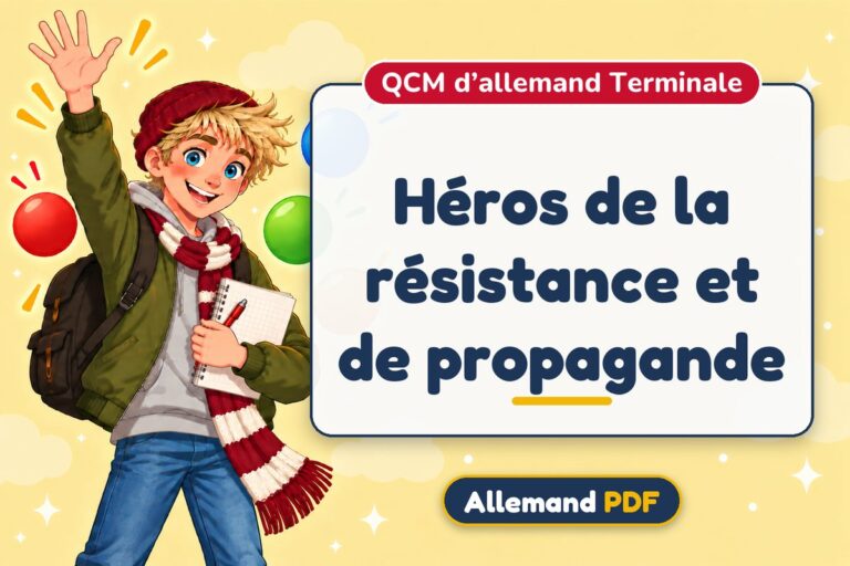 Héros de la résistance et de propagande : QCM d’allemand terminale, illustration Allemand PDF