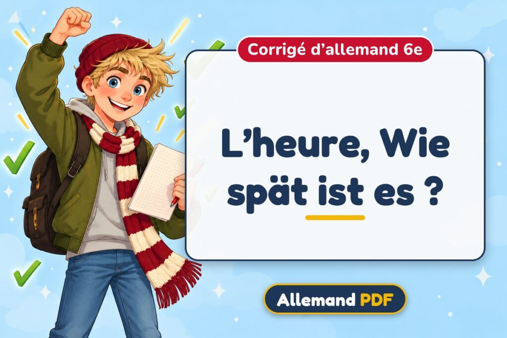 L’heure, Wie spät ist es ? : corrigé d’allemand 6e, illustration Allemand PDF