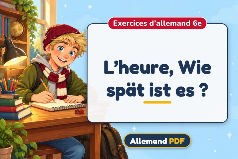 L’heure, Wie spät ist es ? : exercices d’allemand 6e, illustration Allemand PDF