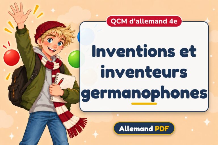 Inventions et inventeurs germanophones : QCM d’allemand 4e, illustration Allemand PDF
