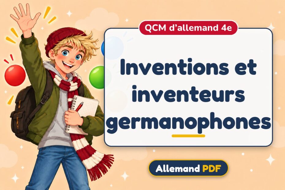 Inventions et inventeurs germanophones : QCM d’allemand 4e, illustration Allemand PDF