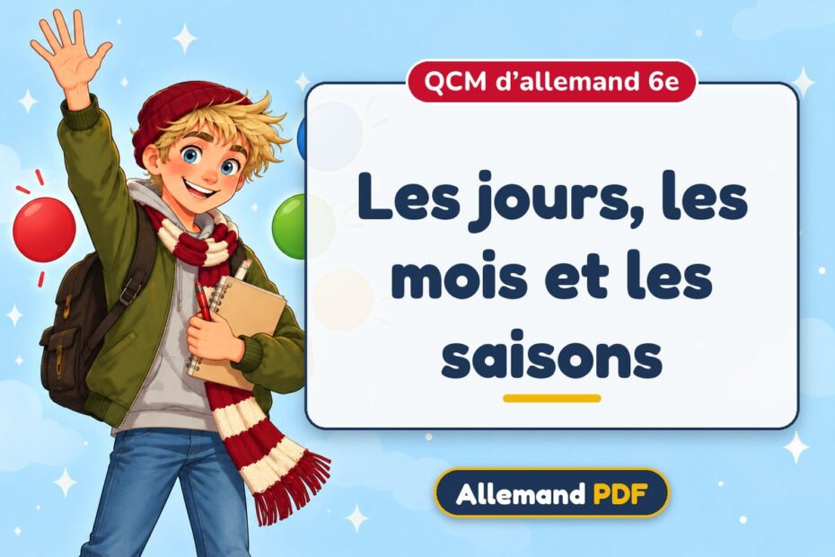 Les jours, les mois et les saisons : QCM d’allemand 6e, illustration Allemand PDF