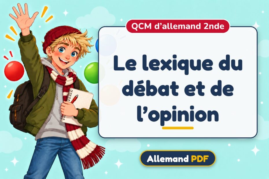 Le lexique du débat et de l’opinion : QCM d’allemand 2nde, illustration Allemand PDF