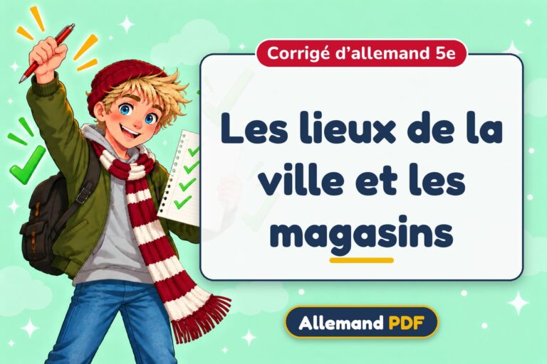 Les lieux de la ville et les magasins : corrigé d’allemand 5e, illustration Allemand PDF