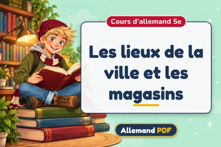 Les lieux de la ville et les magasins : cours d’allemand 5e, illustration Allemand PDF
