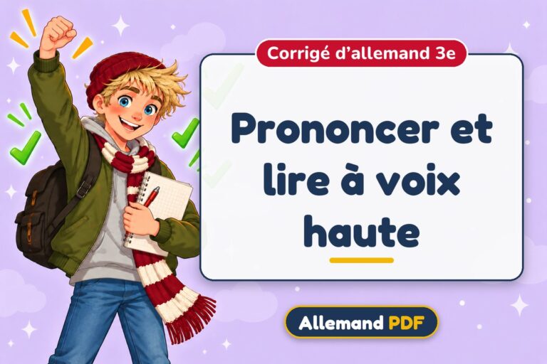 Prononcer et lire à voix haute : corrigé d’allemand 3e, illustration Allemand PDF