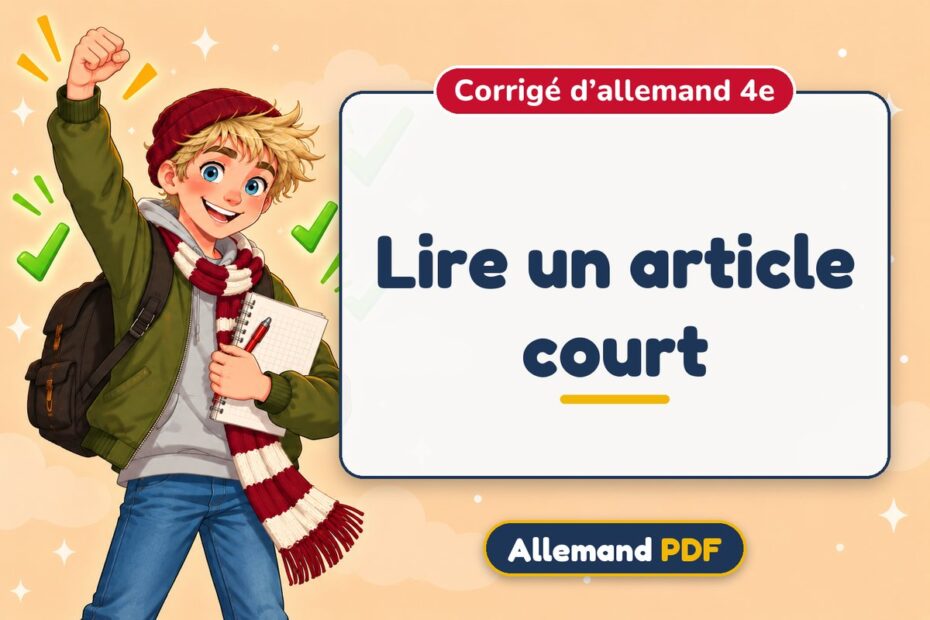 Lire un article court : corrigé d’allemand 4e, illustration Allemand PDF
