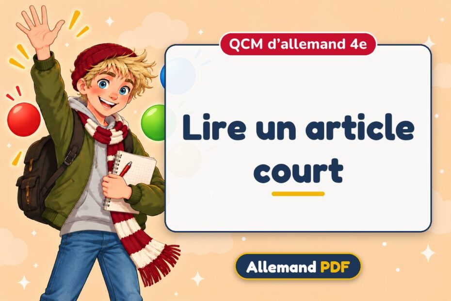 Lire un article court : QCM d’allemand 4e, illustration Allemand PDF