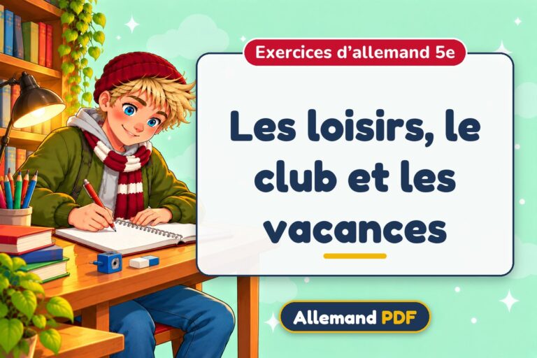 Les loisirs, le club et les vacances : exercices d’allemand 5e, illustration Allemand PDF