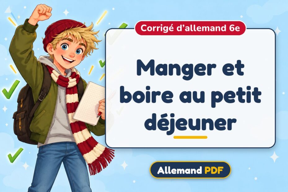 Manger et boire au petit déjeuner : corrigé d’allemand 6e, illustration Allemand PDF